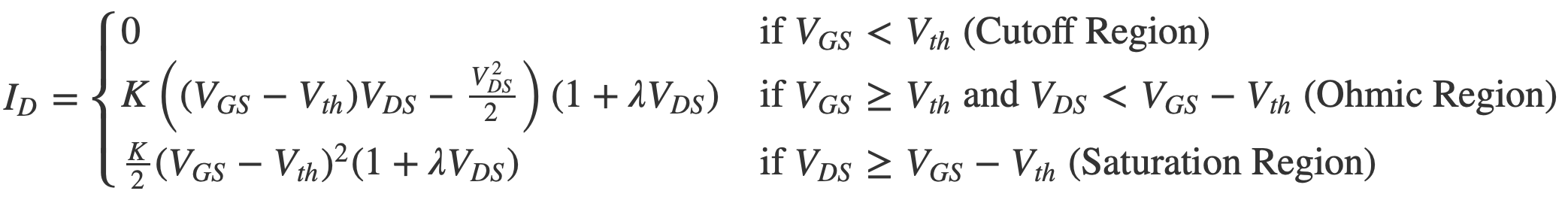 PWLMOSFET Equation
